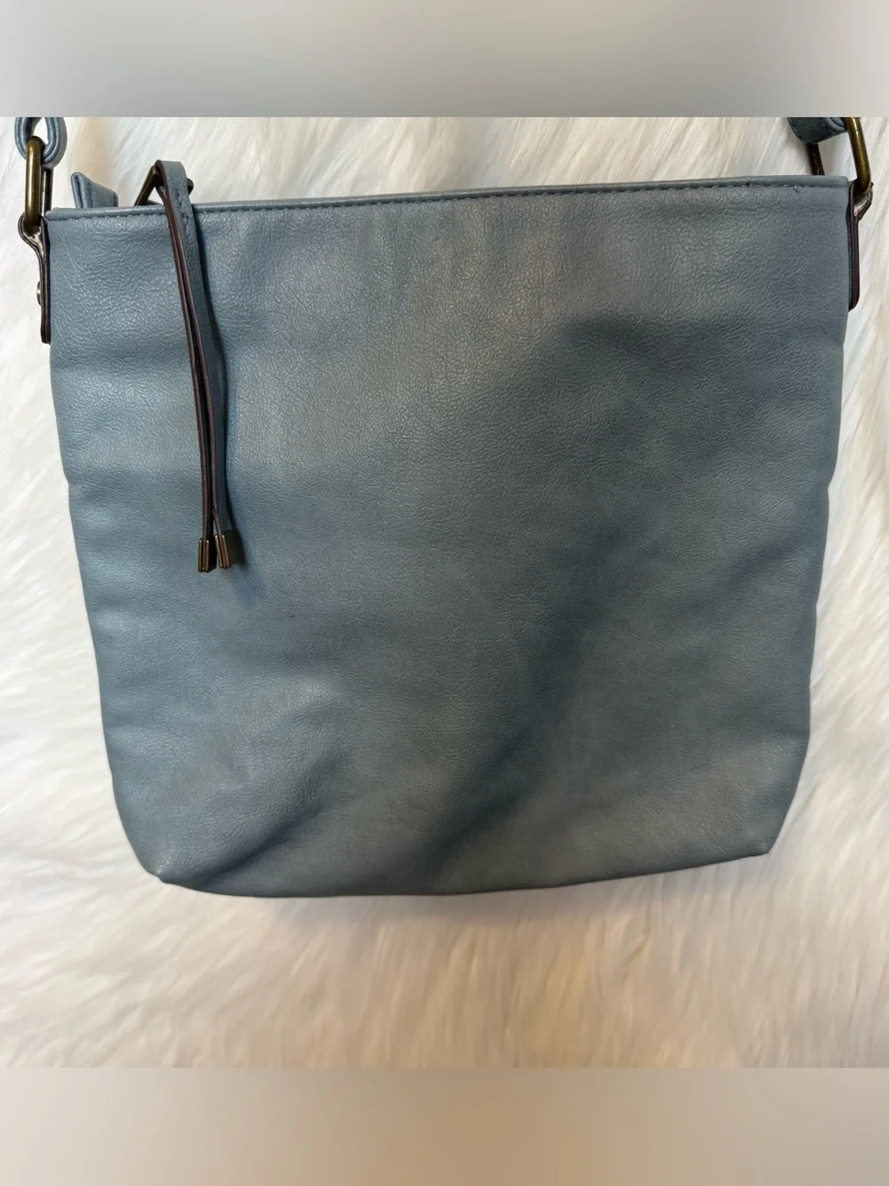 MEITRUE Light Blue Laser Cut Crossbody Bag Lightweight Purse Tassel Boho